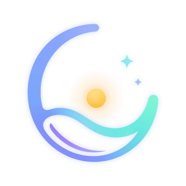 El logo de Nagarimo: una ola dentro de una cuna con forma de luna que sostiene un sol